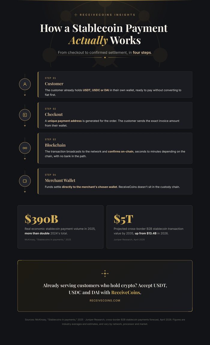 How a Stablecoin Payment Actually Works infographic thumbnail
